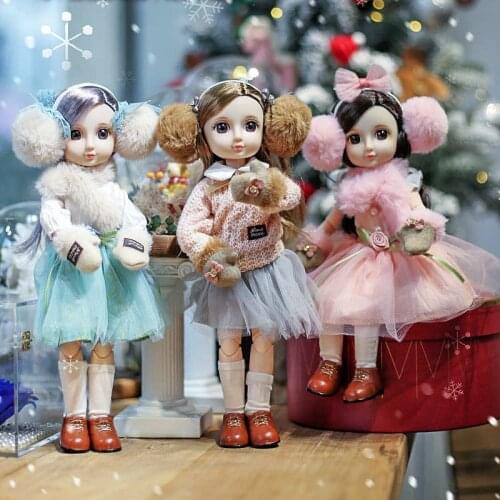 12 Inch Kawaii Fashion Winter Dress Girl Jointed Doll 30cm Bjd 1/6 Dolls Kids Toys For Children 3-7 Year Old Birthday Gift