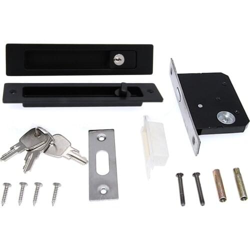 LWZH 7.1"Sliding Door Lock Invisible Recessed Handle Latch with 3 Keys Interior Wood Door Mortise Lock Patio Door Lock Hardware