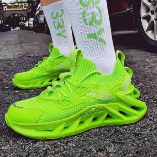 Men Summer Running Sports Shoes Air Mesh Light Sneakers Male Thick Bottom Shockproof Shoes Fashion Luminous Walking Footwear