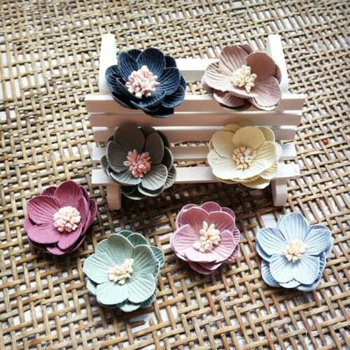 New DIY Handmade Cloth Artificial Flower Headdress Hair Accessories Accessories Imitation Leather Cloth Flower Lotus