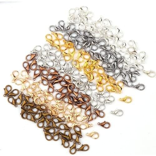 New Mixed Color 10x5mm Gold&Silver&Copper&White K Lobster Clasps Hook Component DIY Jewelry Bracelet Making Accessories