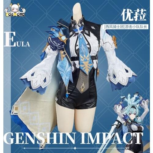 Open to booking Anime game Genshin Impact Cos clothes Eula Lawrence cospaly Full set of costume animation women cos smoke cos