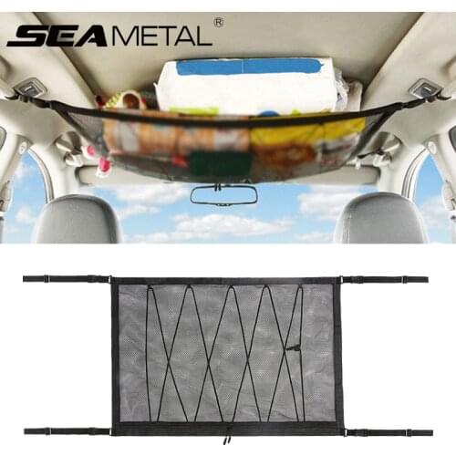 Car Ceiling Net Storage Pocket Interior Auto Organizer Mesh Nets Vehicle Ceiling Storage Bag Car Cargo Goods Net Auto Travel Bag