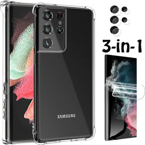 6.8" for Samsung S21 Ultra Phone Cases Silicone Full-Coverage Bumper S21 Plus Galaxy S21+ Anti-Shock Clear Cover S 21 Ultra Case