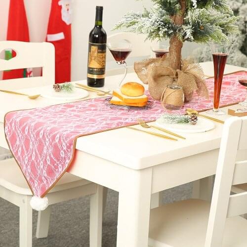Christmas Decoration Table Runner Lace Table Flag Cloth Tablecloth Placemat For Christmas Wedding Home Decoration