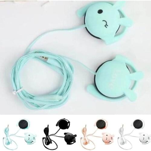 Cute Rabbit Stereo Earphone Headphone with Mic 3.5mm Ear-hook Sport Headset Gift For Most Phones Tablets MP3 MP4