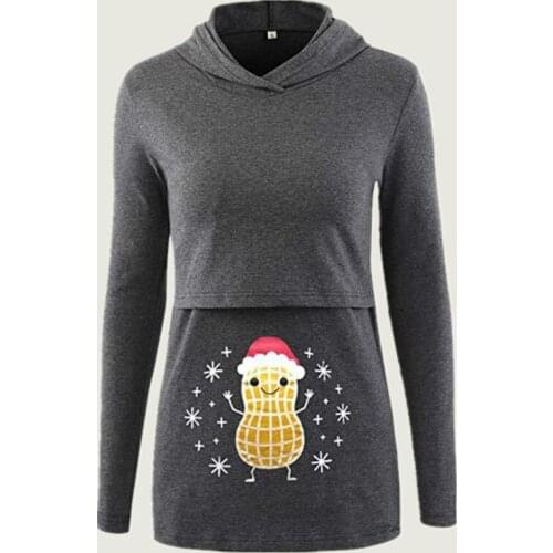 Lactation Sweater Christmas Printing Maternity Nursing Hoodie Pregnant Women Clothes Embarazada Enceinte Pregnancy Jacket