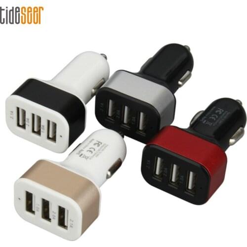 Universal Triple USB Car Charger Adapter Usb Socket 3 Port Car-charger for iPhone Samsung iPad Mobile Phone Tablet 100pcs