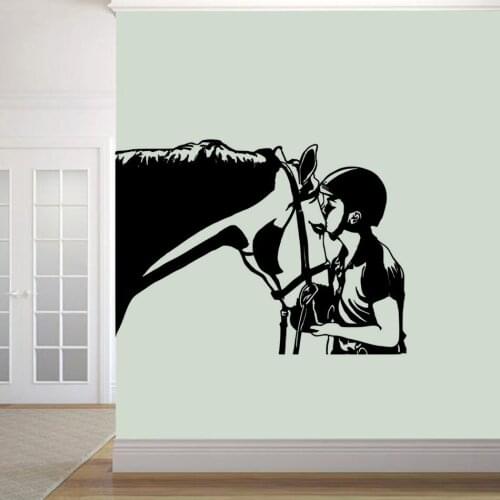 Horse Lover Vinyl Wall Sticker Horse and Rider Wall Art Decal Vinyl Horse Riding Wall Poster Home Decor Horse Protection AZ337
