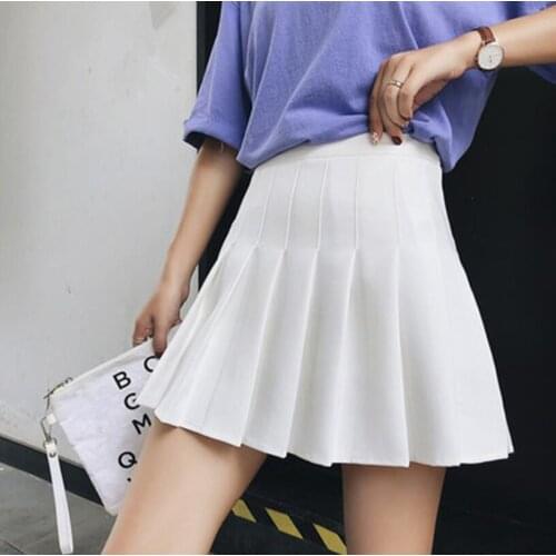Students White Black High Waist Pleated Skirts Women New Sweet Girls Dance Mini Skirt Cosplay Female Fashion Short Mini Skirts