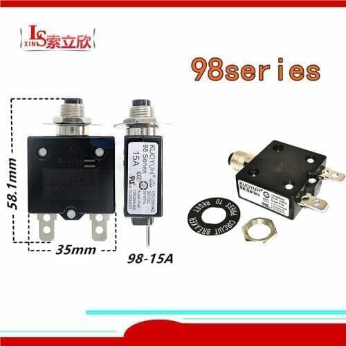 1pcs Overload Protector 98 Series 3A 5A 7A 9A 11A 12A 13A 15A 14A 18A Thermal overload protector Reset switch fuse