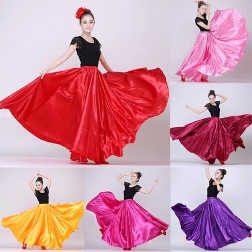 10 Colors Adult Flamenco Skirt Belly Dance Costume Spanish Dresses Women Bullfight Spanish Performance Skirts 360/540/720 DL5149