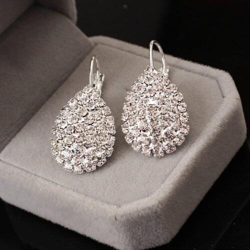2017 Women Boucle D'oreille Crystal Jewelry White silver Dazzling Cubic Zirconia Rhinestone Wedding Earrings Stud Brincos