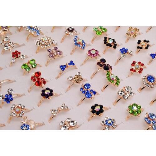 Yingwu Mix Styles Women Engagement Wedding Ring Crystal Rhinestone Rings Jewelry 30pcs Lot