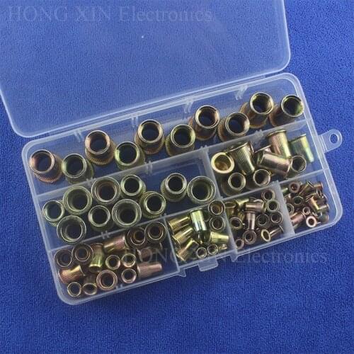 100pcs/set Zinc Plated Rivnut Knurled Nuts Cap Threaded Rivet Nut M3/M4/M5/M6/M8/M10/M12 Insert Nutsert Cap Rivet Nut