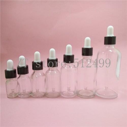 2/10pcs 5/10/15/20/30/50/100ML Empty Clear Glass Dropper Bottle with Pipette Makeup Cosmetic Essential Oil Sample Pack Container