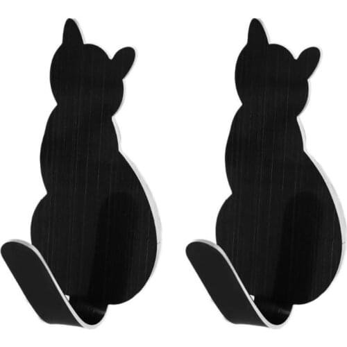 2pcs Cat Tail Shaped Decorative Stainless Steel Wall Door Clothes Coat Key Hanger Hook Rack