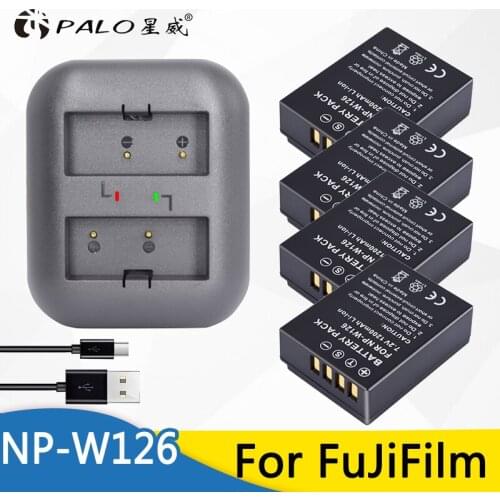 4pcs 1200mAh NP-W126 NP W126 NPW126 Rechargeable Batteries + LED USB Charger for Fujifilm Fuji X-Pro1 XPro1 X-T1 HS30EXR X PRO1