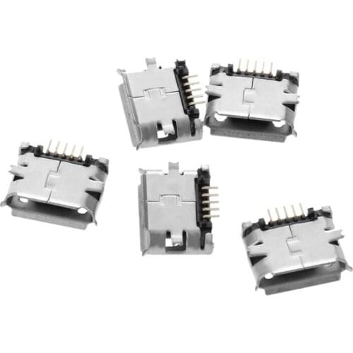 5 Pcs Micro B USB Female Connector 5 Pin SMT PCB Mount Port