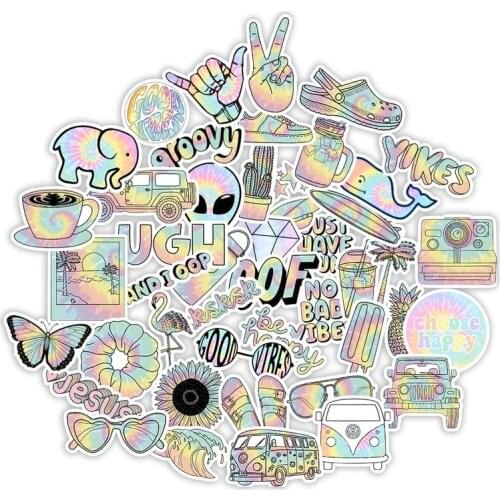 50 Pcs Gradient Graffiti Wall Stickers Luggage Water Cup Waterproof Stickers Decals Home Decoration Accessories for Living Room