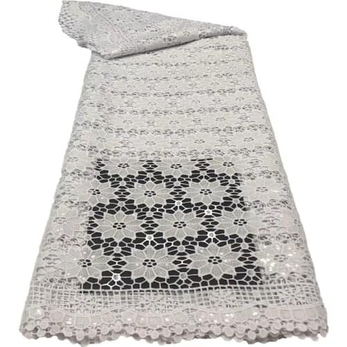 African white Lace Fabric 2021 High Quality Guipure Lace Latest Nigerian Cord Net Lace Duabi Fabric