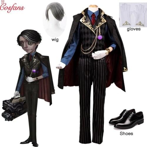 Anime! Identity V Departures Aesop Carl XiMingRen Skin Gothic Uniform Cosplay Costume Halloween Suit 2020 NEW For Men wig Shoes