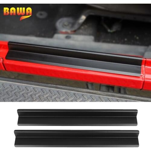 BAWA Aluminum Alloy Car Door Pedals Decoration Threshold Steel Door Sill Guard Cover For Jeep Wrangler JK 2007-2017 2-door