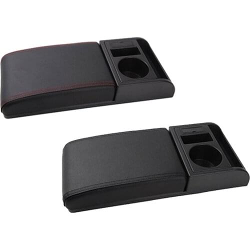Car Universal Pu Leather Armrest Cup Holder Storage Box Soft Elbow Support Cushion Movable Armrest Pad