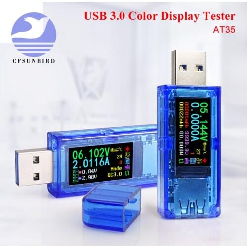 RD AT35 5 digits USB 3.0 color LCD Voltmeter ammeter voltage current meter multimeter battery charge power bank USB Tester