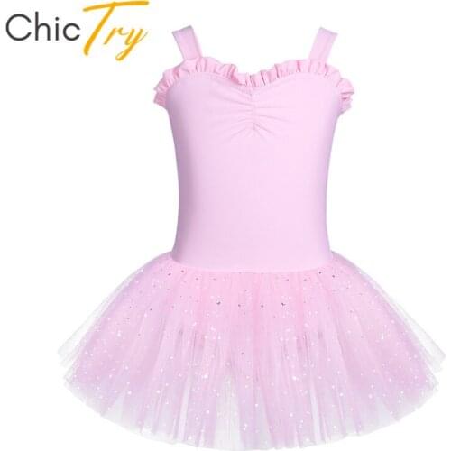 ChicTry Children Sleeveless Ruffled Sweetheart Ballet Tutu Dance Dress Girls Gymnastics Ballet Leotard Kids Stage Dance Costume