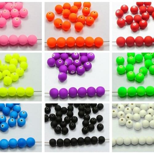 DIY Fluo Neon Beads Acrylic Round Beads 6-12mm(3/8") Rubber Tone Color Choice