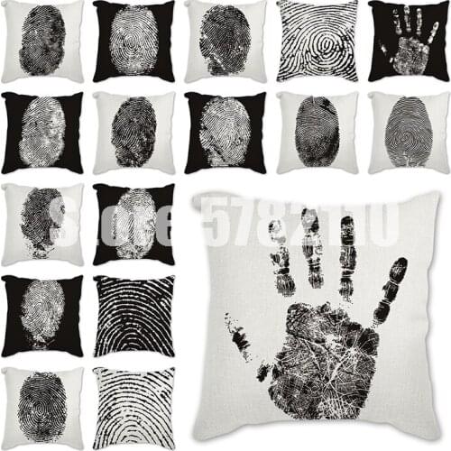 Geometric Cushion Cover Black and White Polyester Throw Pillow Case Striped Dotted Grid fingerprint Geometric Art Cushion Cover