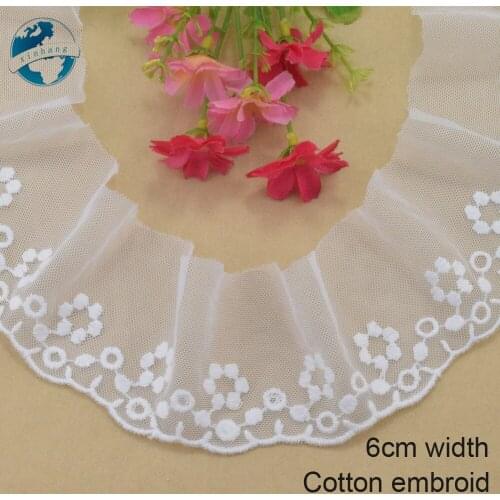 6cm wide Cotton embroid lace edge sewing ribbon guipure trim wedding lace DIY Garment Accessories french african doll lace#3943