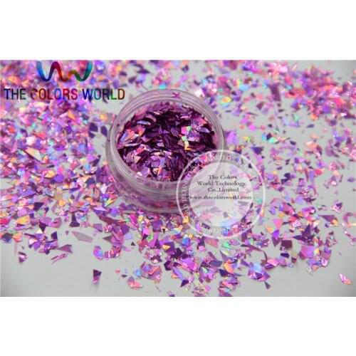 TCA901 Holographic Peach Color Mylar Sheet Random Cut Size Flakes for nail decoration and other art DIY decoration