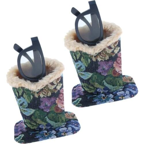 2Pcs Plush Lined Eyeglasses Holders Cotton Glasses Stand Case Pen Container Desk Organizer Functional Tool