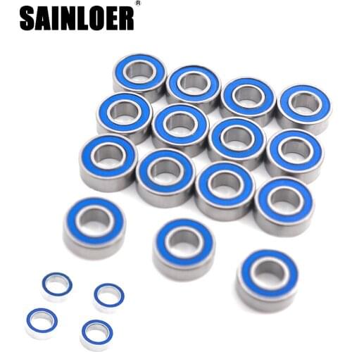 SAINLOER 19PCS Bearing Kit for 1/10 Traxxas Rustler Bandit Slash2WD RC Crawler Car Blue Ball Bearing Parts