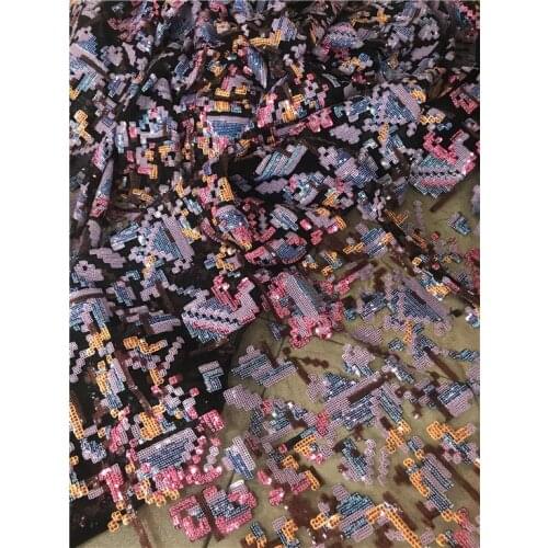 Pretty embroidered tulle lace fabric with sequins SYJ-591813 tulle net material for wedding dress