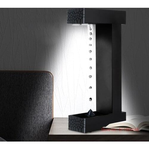 Hot Novel Anti-Gravity Water Drop Levitating Technology Ornaments Home Magical Fountain Black Desk Decoration Clock Table Lamp
