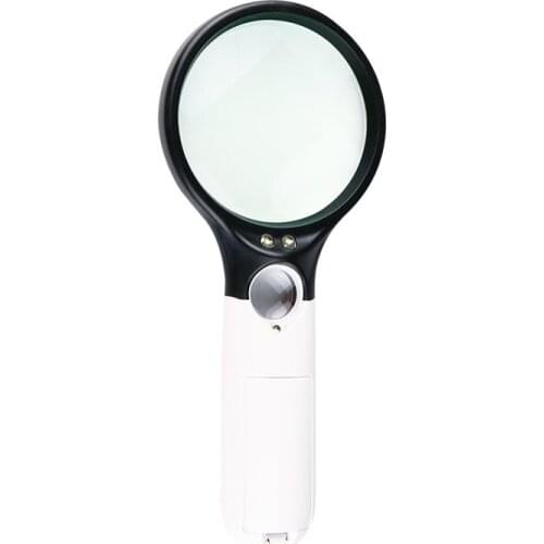 Portable Handheld Magnifier 3X 45X Illuminated Magnifier Magnifying Glass With 3 LED for Reading Loupe Jewelry Repair