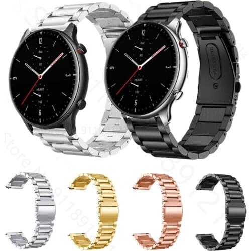 20mm 22mm Metal Watch Band Strap For Huami Amazfit GTR 2 / 2e / 47mm / 42mm / Stratos / Pace Bracelet For Huawei Watch GT 2 Pro
