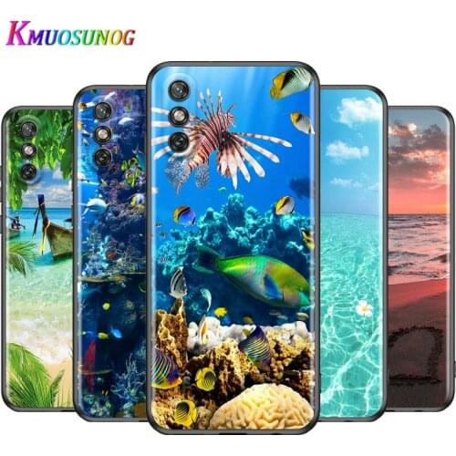 Sea Beach Sunset Glow For Huawei Y9S Y8S Y6S Y9A Y7A Y8P Y7P Y5P Y6P Y7 Y6 Y5 Pro Prime 2020 2019 Black Soft Phone Case