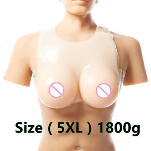 New Silicone Breast With Straps Fake Boobs For Drag Queen 1800g Beige Collar straps fake breasts
