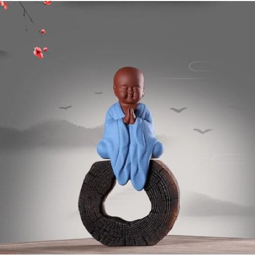 New Chinese Creative Cute Personality Zen Little Monk Home Decorations for Living Room Bedroom Study for Tea Set Ornaments