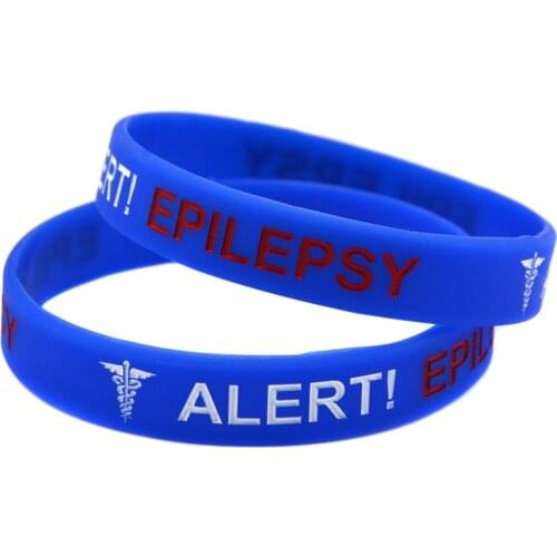 OBH 1PC Alert Epilepsy Silicone Rubber Wristband Debossed and Filled in Color