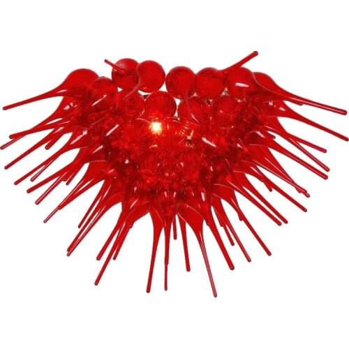 Ruby Red Hanging Pendant Lamp Modern Art Hand Blown Glass Chandelier for Wedding House Decoration Living Room