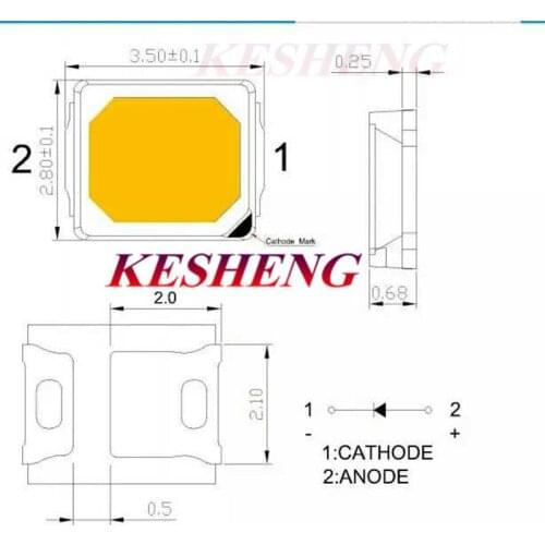 SMD LED 2835 lamp beads highlight 0.2W orange amber light-emitting diode/1000PCS