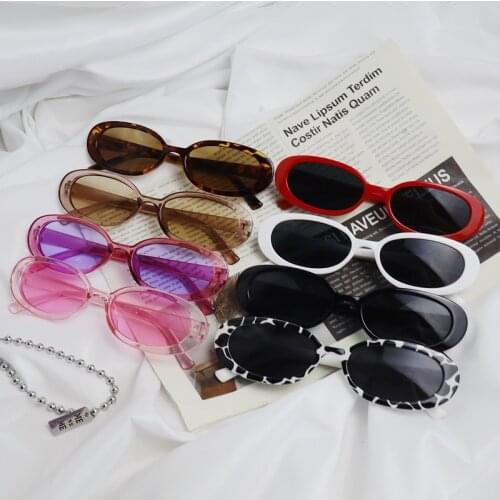 1PCs Retro Sunglasses Oval Sunglasses Women Retro Brand Designer Vintage Ladies Cat Eye Pink Sun Glasses UV400 Driver Goggles