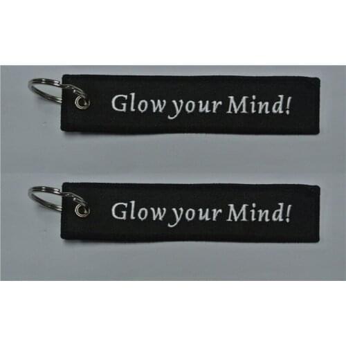 Glow Your Mind! Made By Twill + Ring With Merrow Border Accept Custom Logo Embroidery Keyring