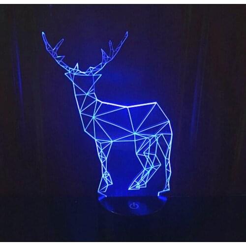 3D LED Night Light Sika Deer Come with 7 Colors Light for Home Decoration Lamp Amazing Visualization Optical Illusion Awesome