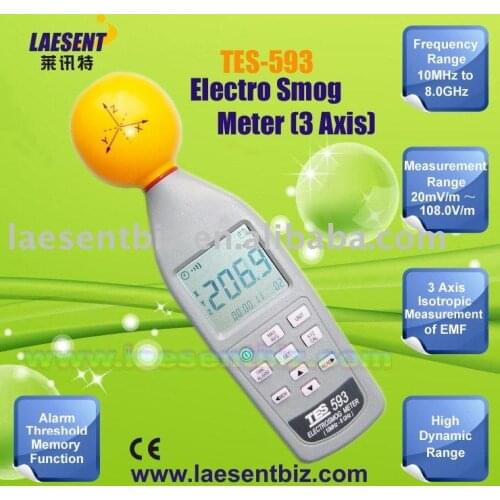 TES-593 Portable 3 Axis Electro Smog Meter EMF Meter Tester (10MHz to 8.0GHz)